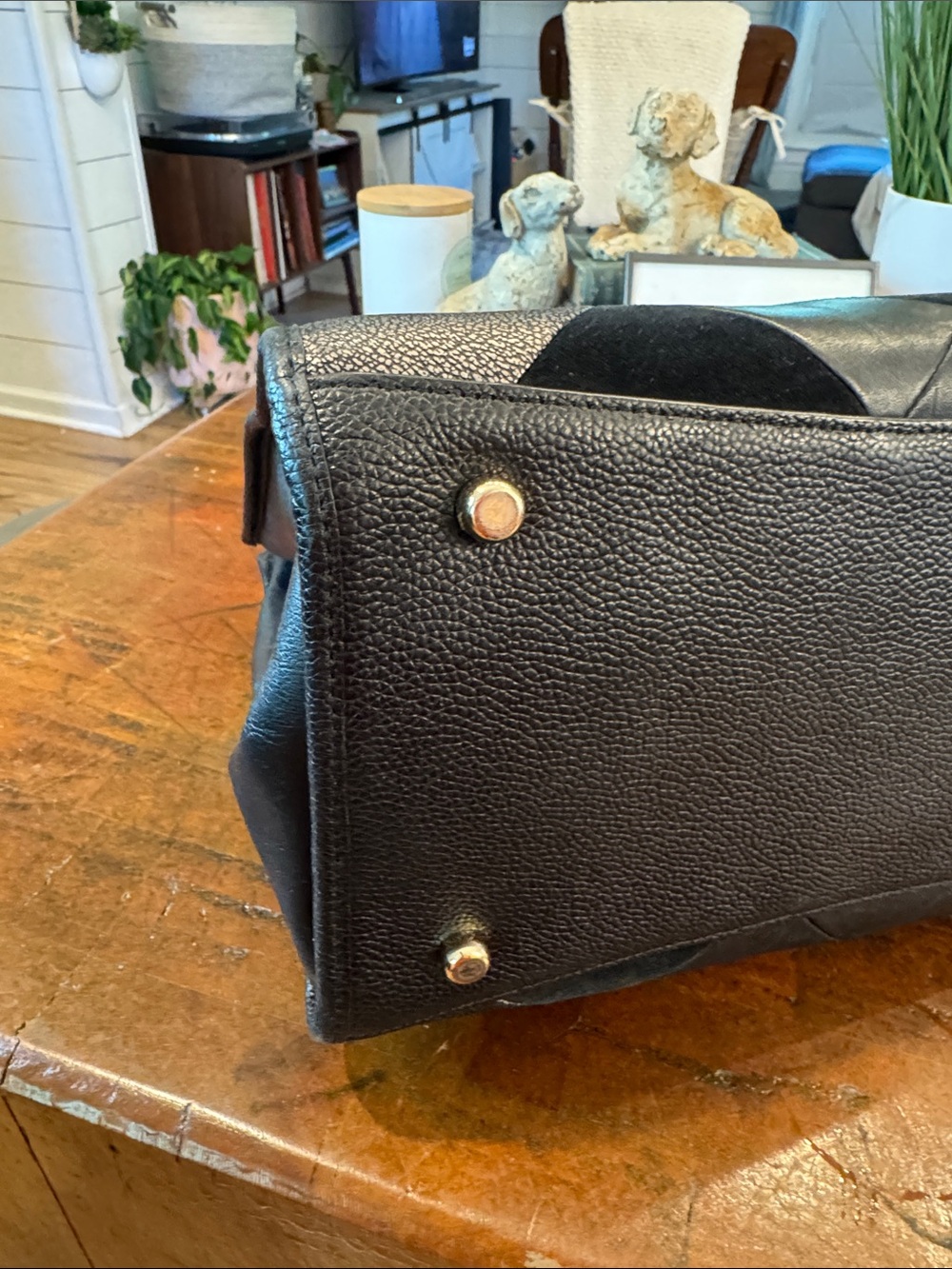 Coach Black Patchwork Leather & Suede Satchel - Picture 10 of 16